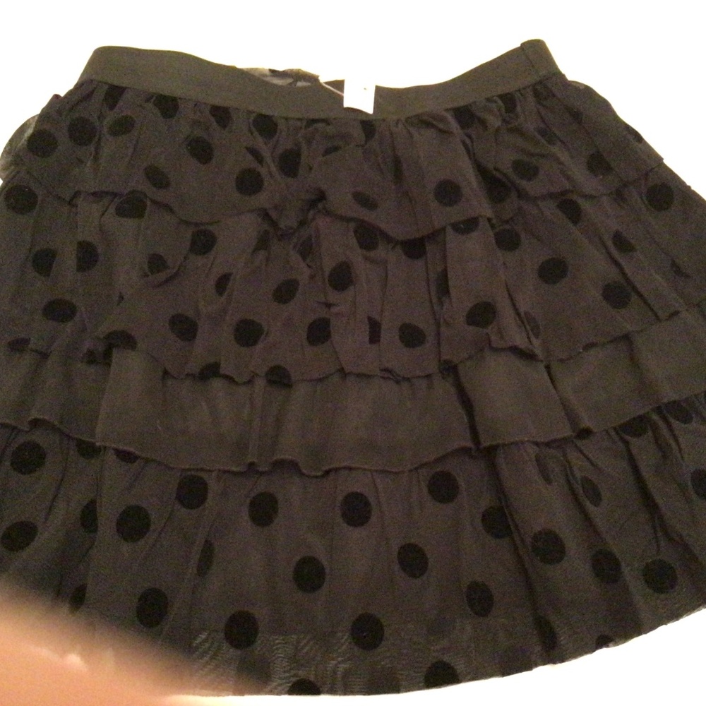 NWT Frenchi Clip Dot Ruffle Black Mini Skirt Size M - Picture 2 of 7